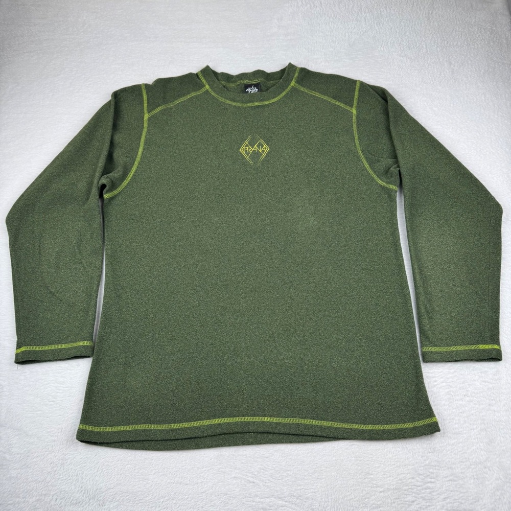 Prana Fleece Pullover Mens Large Green Long Sleeve Embroidered‎ Logo USA Made